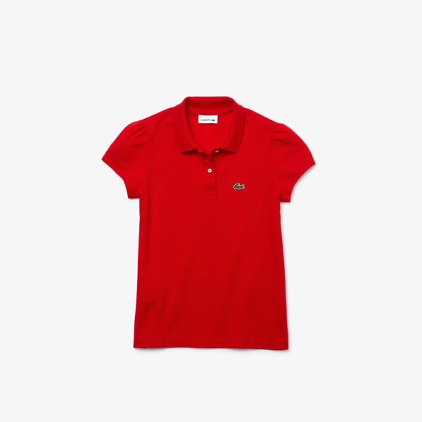 Lacoste Scalloped Collar Mini Piqué Polo Shirt - Polo Dětské Červené | CZ-qWaRni